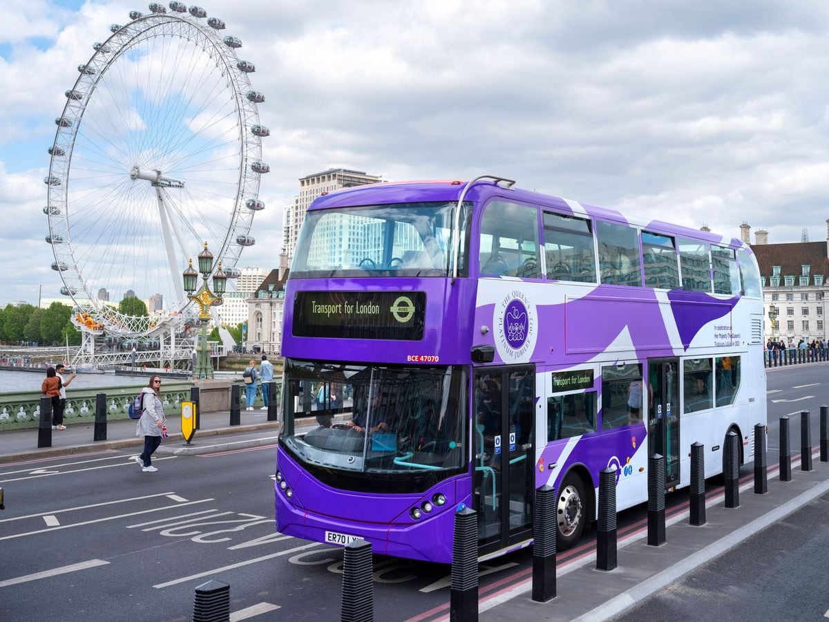 A London bus given a purple makeover