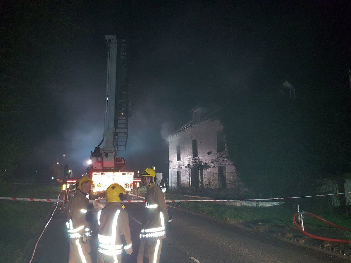Firefighters at the scene of the blaze at the former Utopia club. Picture: Staffordshire Fire Service