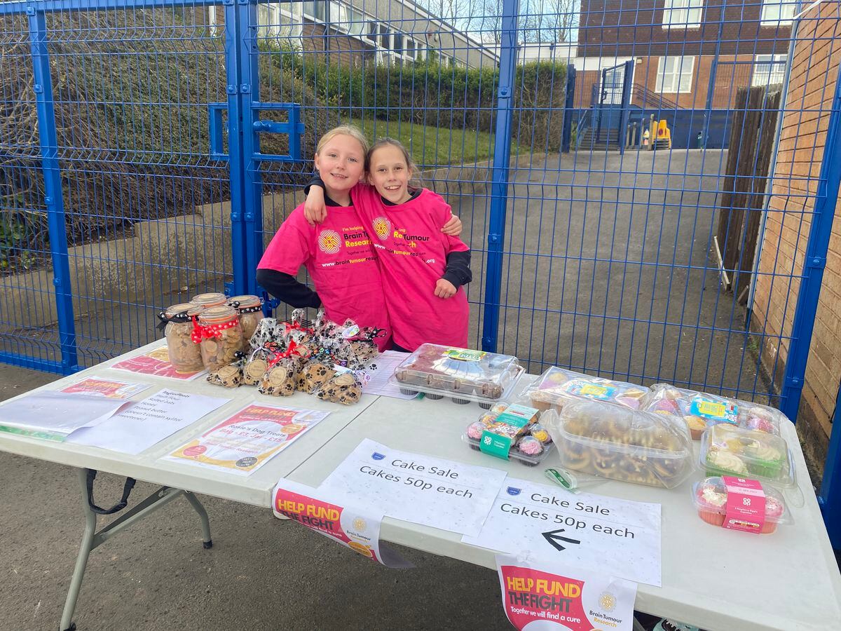 Annabelle and Rosie at their fundraising stall on April 1 