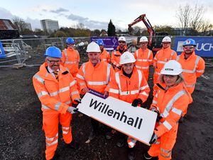 West Midlands Mayor Andy Street and Eddie Hughes MP looking over preparations for the new Willenhall Station last year. They are pictured with Malcolm Holmes, Executive Director for West Midlands Rail, and Emily Shaw, West Midlands Rail executive (front).