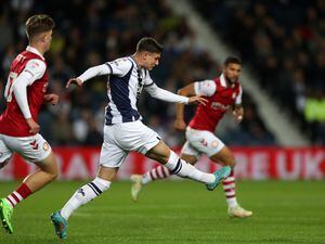 Taylor Gardner-Hickman of West Bromwich Albion during the Sky Bet Championship between West Bromwich Albion and Bristol City at The Hawthorns on October 18, 2022 in West Bromwich, United Kingdom. (Photo by Adam Fradgley/West Bromwich Albion FC via Getty Images).