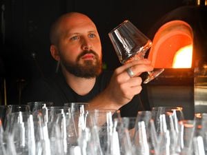 Elliot Walker from Blowfish Glass, Wordsley, who has been working with SodaStream to develop the world's first sparkling water glass.