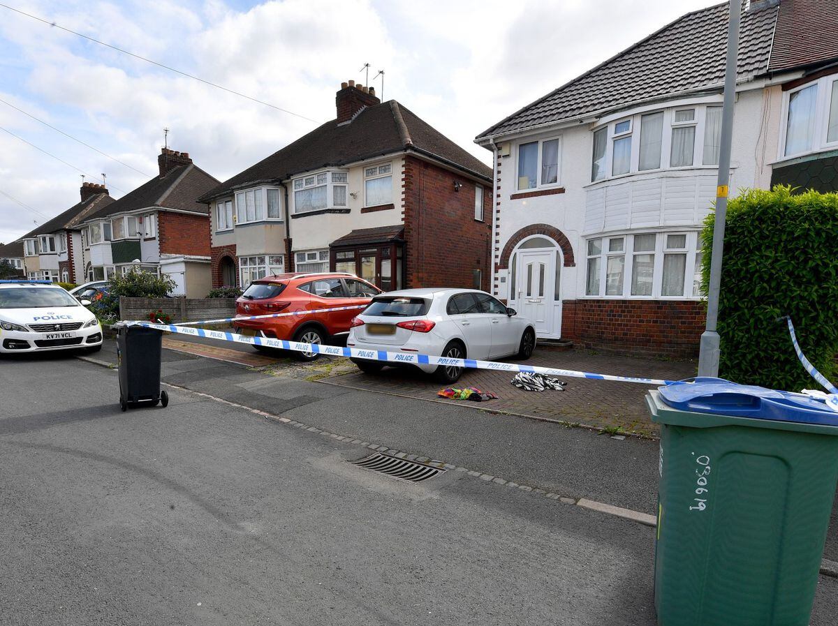 The scene of the police incident at a property on Petersfield Drive, Rowley Regis