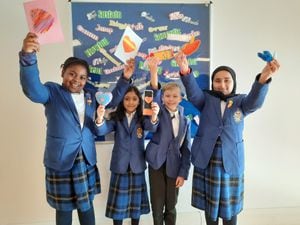 Wilhelmina, Druvika, Henry and Iqra from Wolverhampton Royal School show off some of the gifts they've created