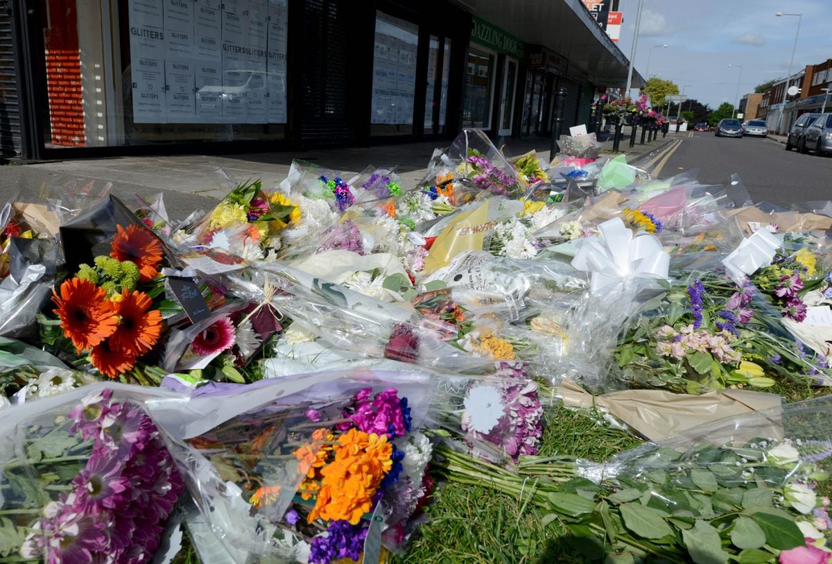 Flowers left on Aldridge High Street in the aftermath of the stabbing