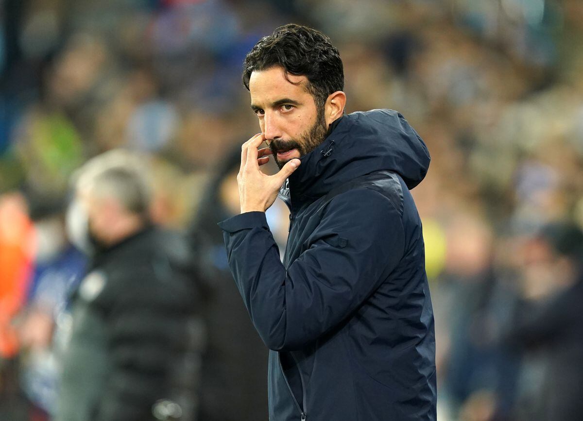 Sporting Lisbon manager Ruben Amorim during the UEFA Champions League round of sixteen second leg match at the Etihad Stadium, Manchester. Picture date: Wednesday March 9, 2022..