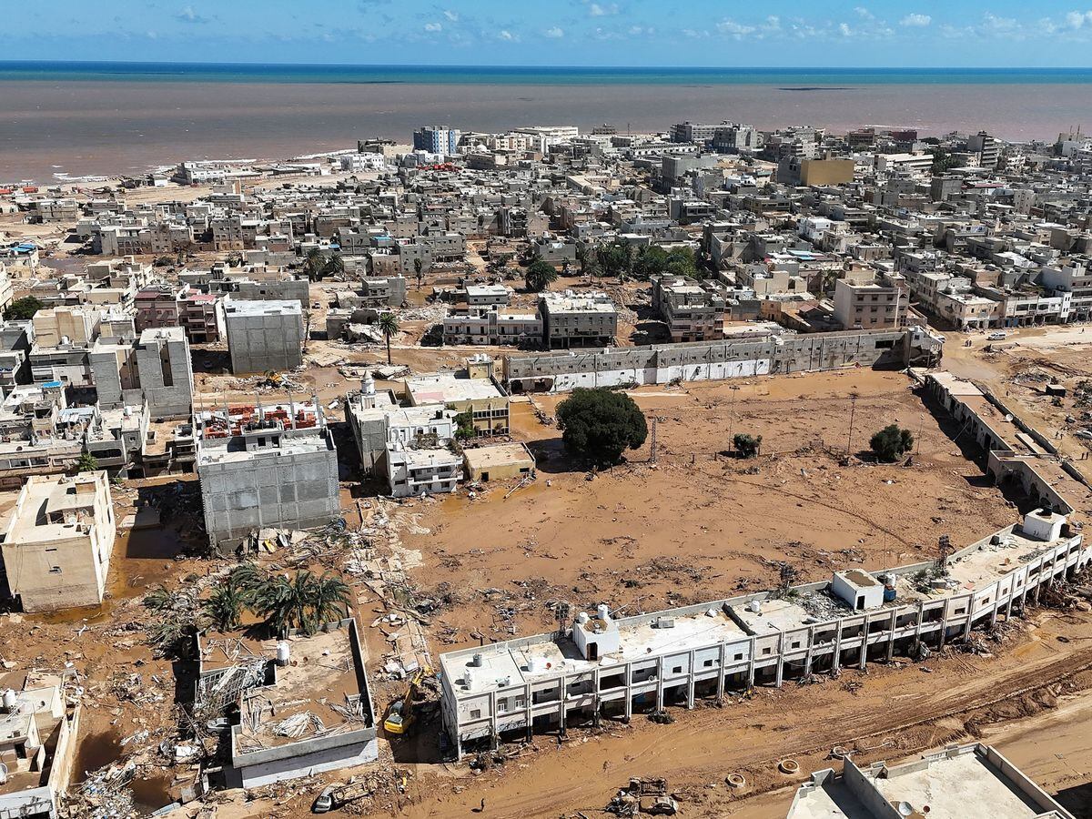 The flooded city of Derna in Libya