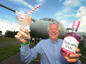 Andrew Wilson, of Eccleshall, giving a gin masterclass on board the VC10 aircraft