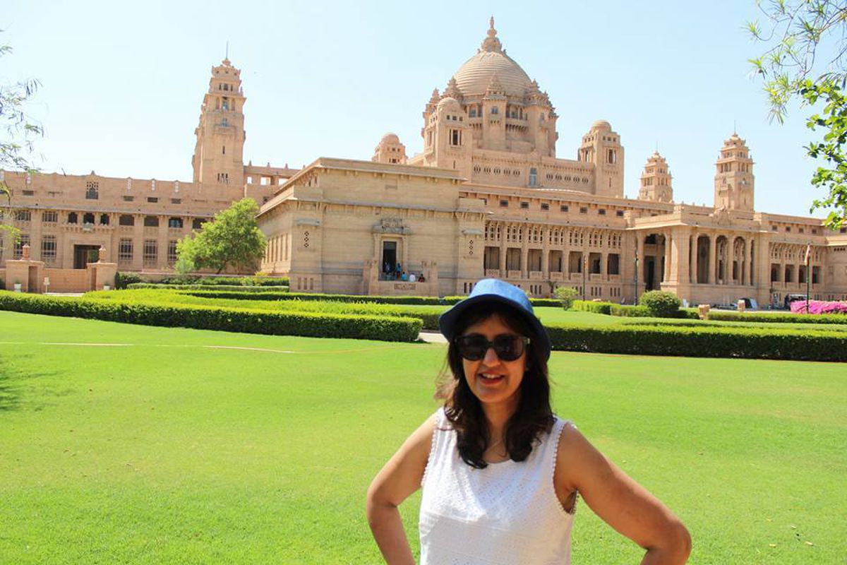 Pam at Umiaid Bhawan Palace in Jaipur