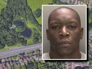 Christopher Straker, inset, was caught hiding in a lake next to Birmingham New Road