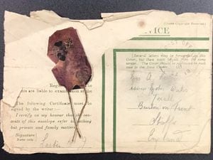 The poppy, picked by James's brother Christopher, which is now up for auction