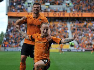 Celebrating a goal for Leigh Griffiths at the start of the 2013/14 season