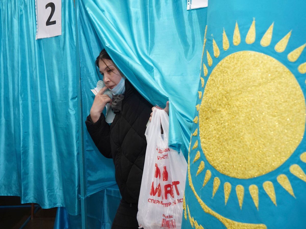 Woman votes in Kazakhstan Election