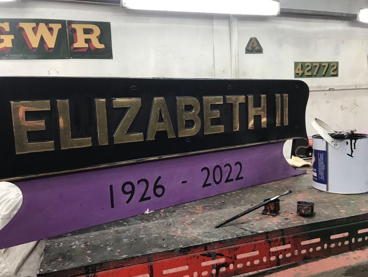 nameplates on The Elizabeth II are being painted black as a mark of respect. Photo: SVR
