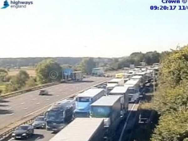 Traffic queuing on the M6 after a vehicle fire early this morning. Photo: National Highways