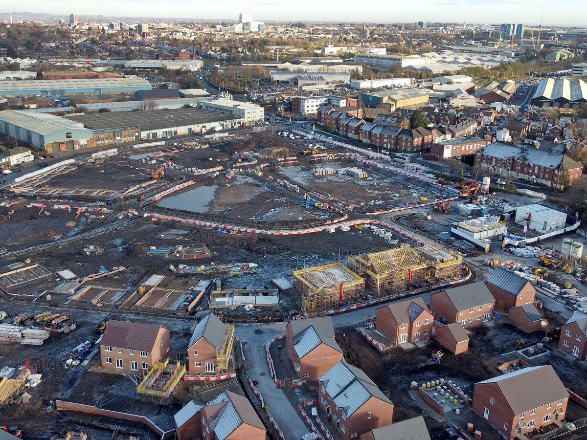 A view over the huge new WMCA-backed development The Junction, off Fountain Lane, Oldbury