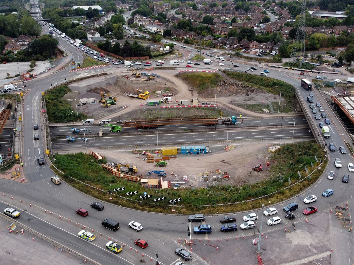 New bridges being installed at Junction 10 of the M6