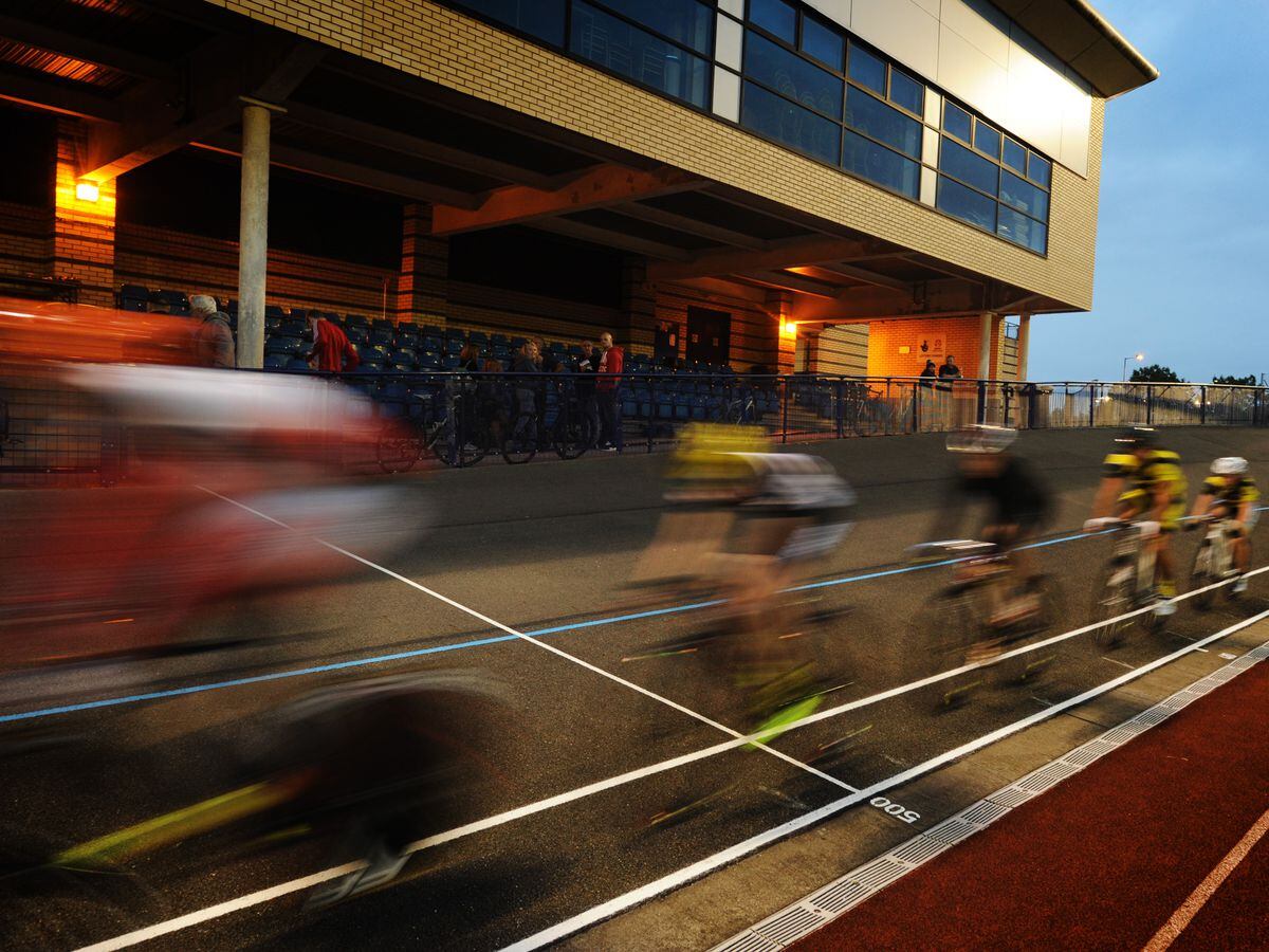 Wolverhampton Wheelers Cycling Club members, on the reopened velodrome, at Aldersley Leisure Village, Wolverhampton.
