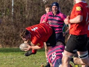 Walsall's Liam Taylor makes another powerful ball carry in a big win at Stourbridge Lions. Picture: Pete Burke Photography