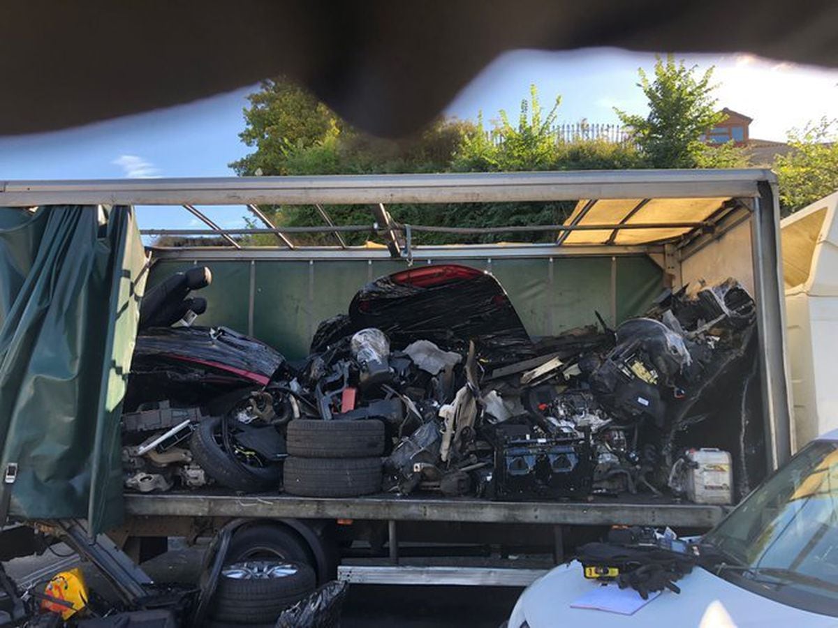 The cut up cars found in the HGV. Photo: Central Motorway Policing Group