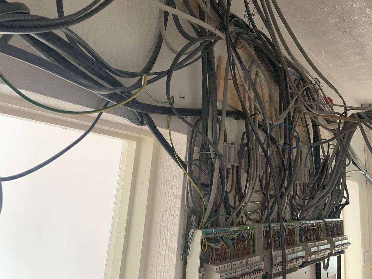 Numerous wires, which had been bypassed, in order to power the illegal factory