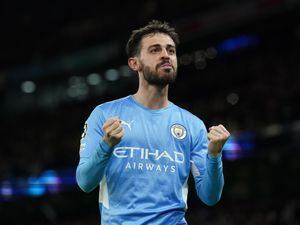 Manchester City’s Bernardo Silva celebrates scoring