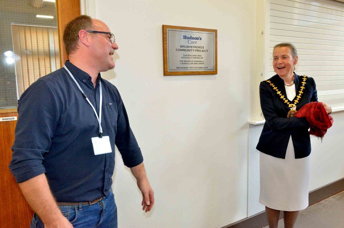 Mayor of Sandwell Ann Jaron officially opens the centre with the help of Dave Newall