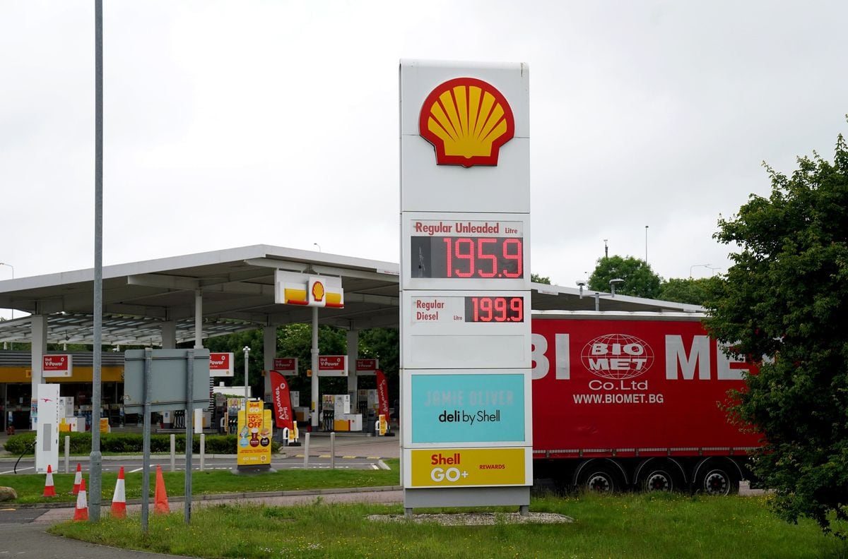 Fuel prices at a service station on the M20 on Tuesday. Photo: Gareth Fuller/PA            