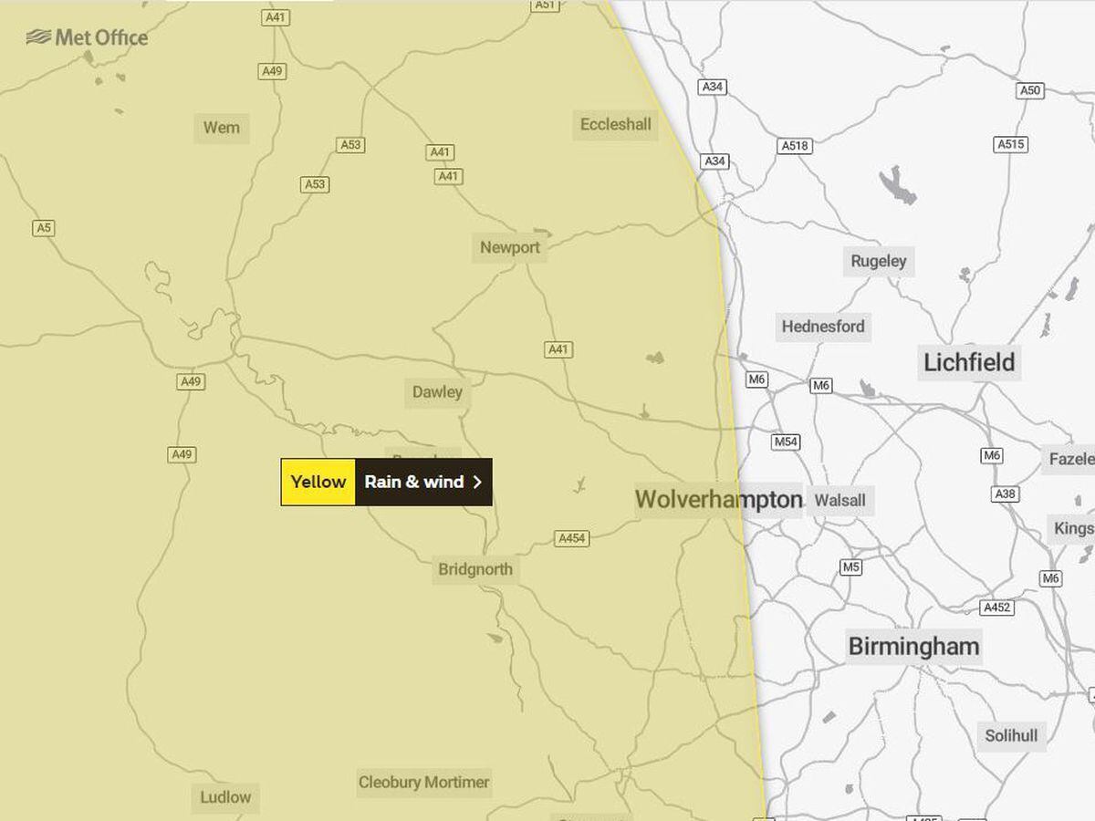 Weather warning for wind and rain issued by the Met Office