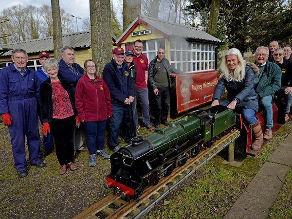 Cannock Chase MP Amanda Milling (right) meets members of Rugeley Power Station Society of Model Engineers and supporters