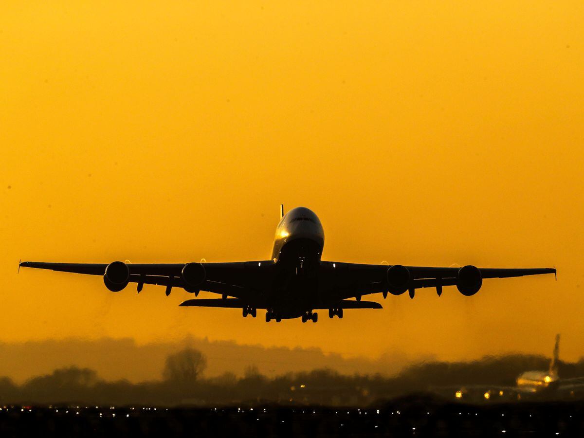 A plane takes off from Heathrow
