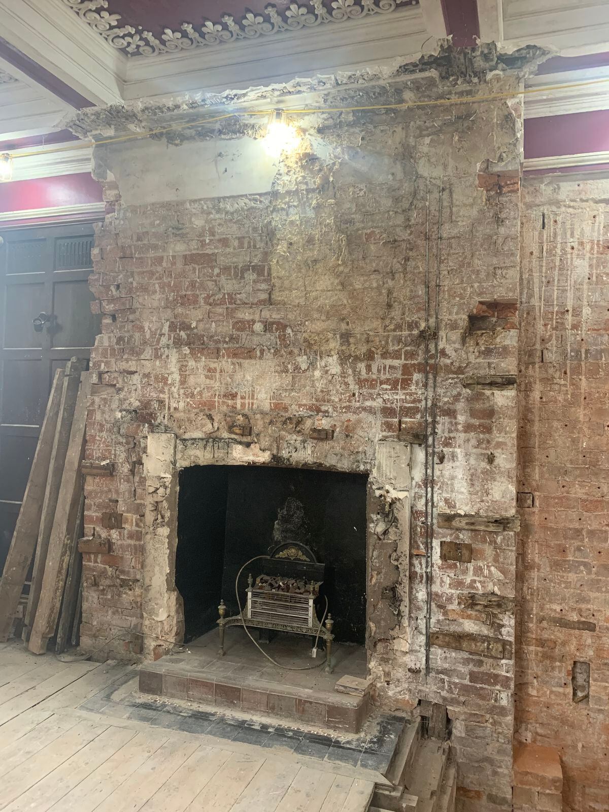 The fireplace at Seighford Hall with the overmantel removed. Photo courtesy of Stafford Borough Council