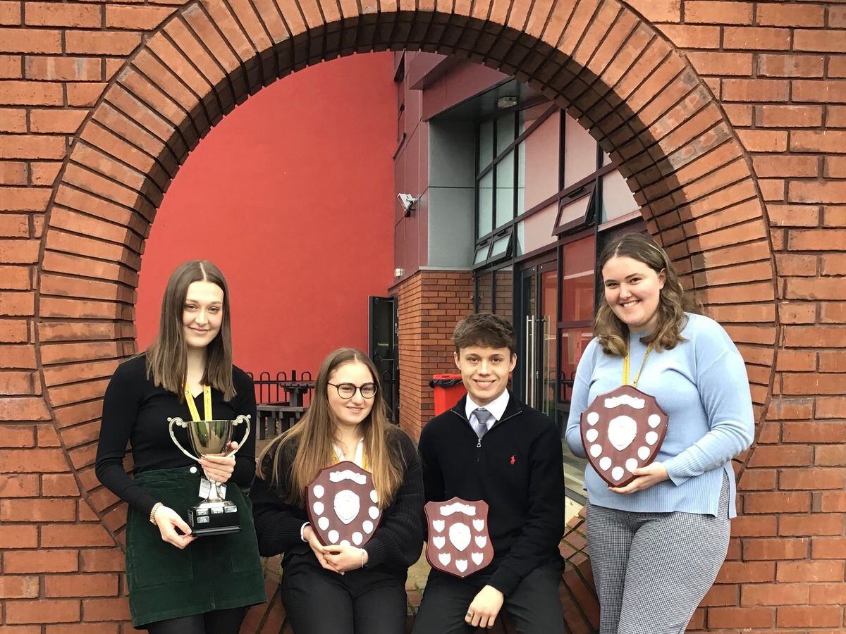Hannah Telling, Year 11 student of the year, Elizabeth Davis, year 12 student of the year, George Ashton, year 11 head of year and Izzy Brooks, year 12 head of year