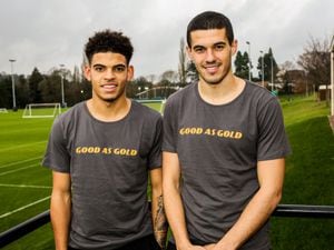 Wolves stars Morgan Gibbs-White, left, and Connor Coady look Good as Gold