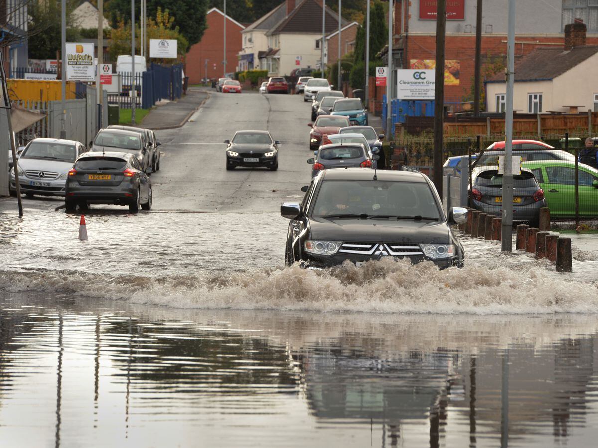 Flooding at Spring Road, Ettingshall, Wolverhampton