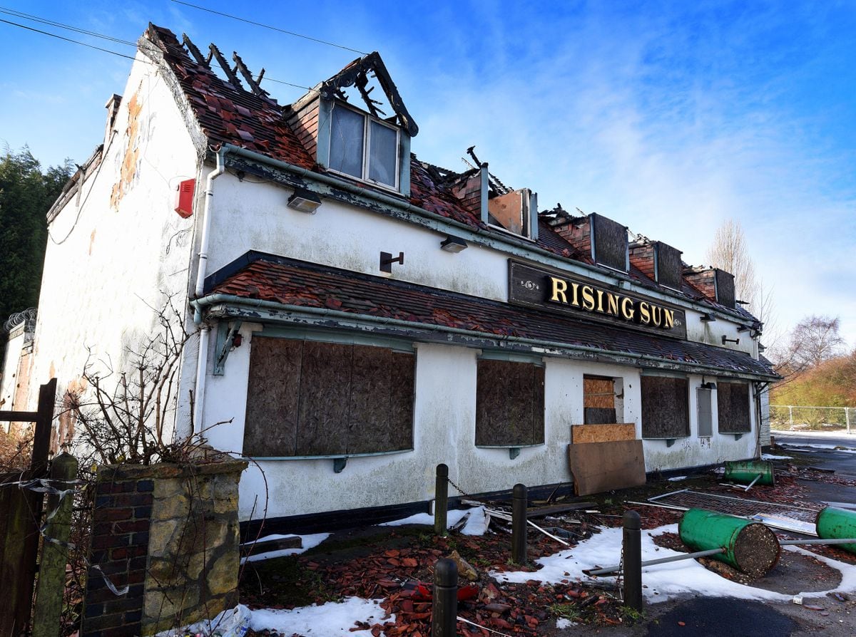 The derelict Rising Sun pub in Brownhills which has suffered fire damage and vandal attacks
