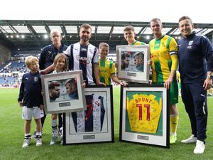 The Albion Foundation make a presentation of signed shirts to James Morrison and Chris Brunt at The Hawthorns on September 24, 2022 in West Bromwich, England. (Photo by Adam Fradgley/West Bromwich Albion FC via Getty Images).