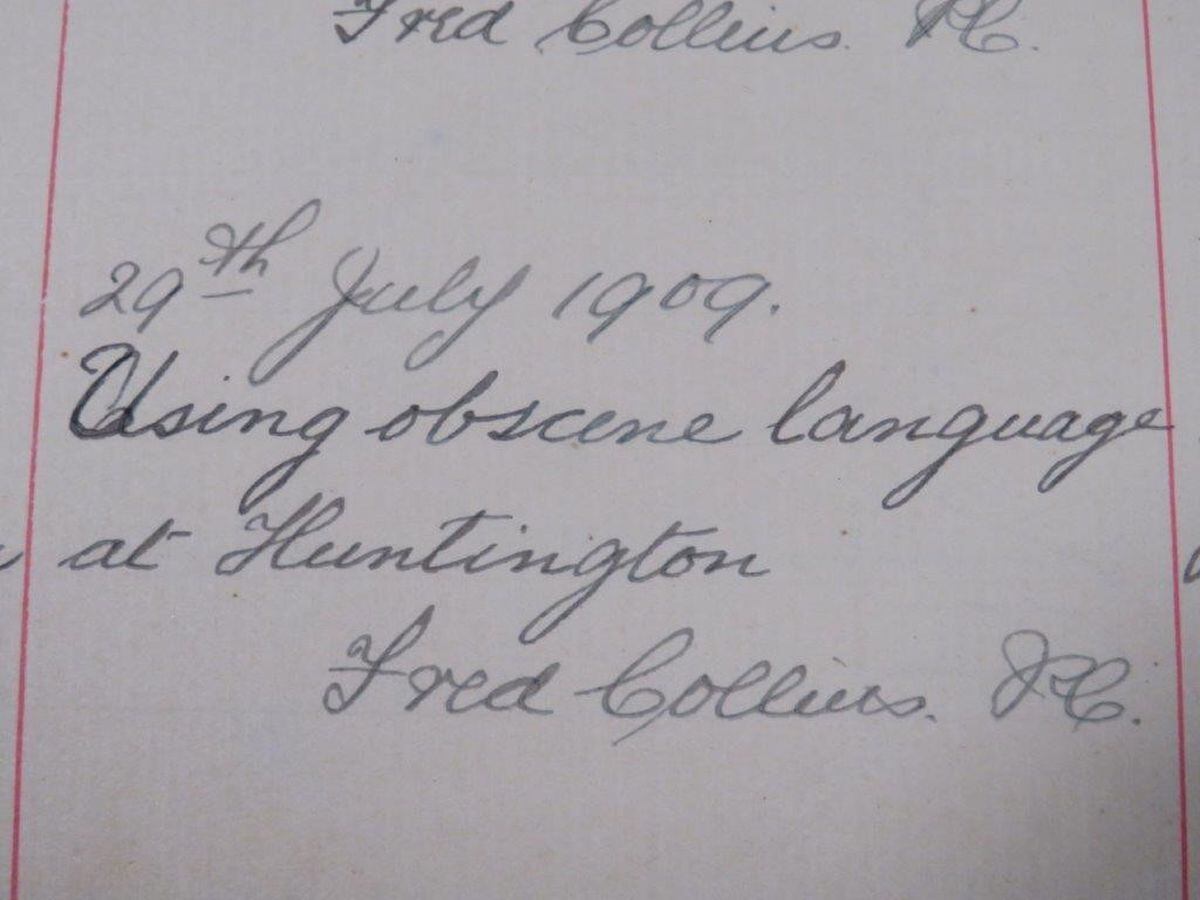 One of the misdemeanors recorded in the ledgers with a mention of Huntington