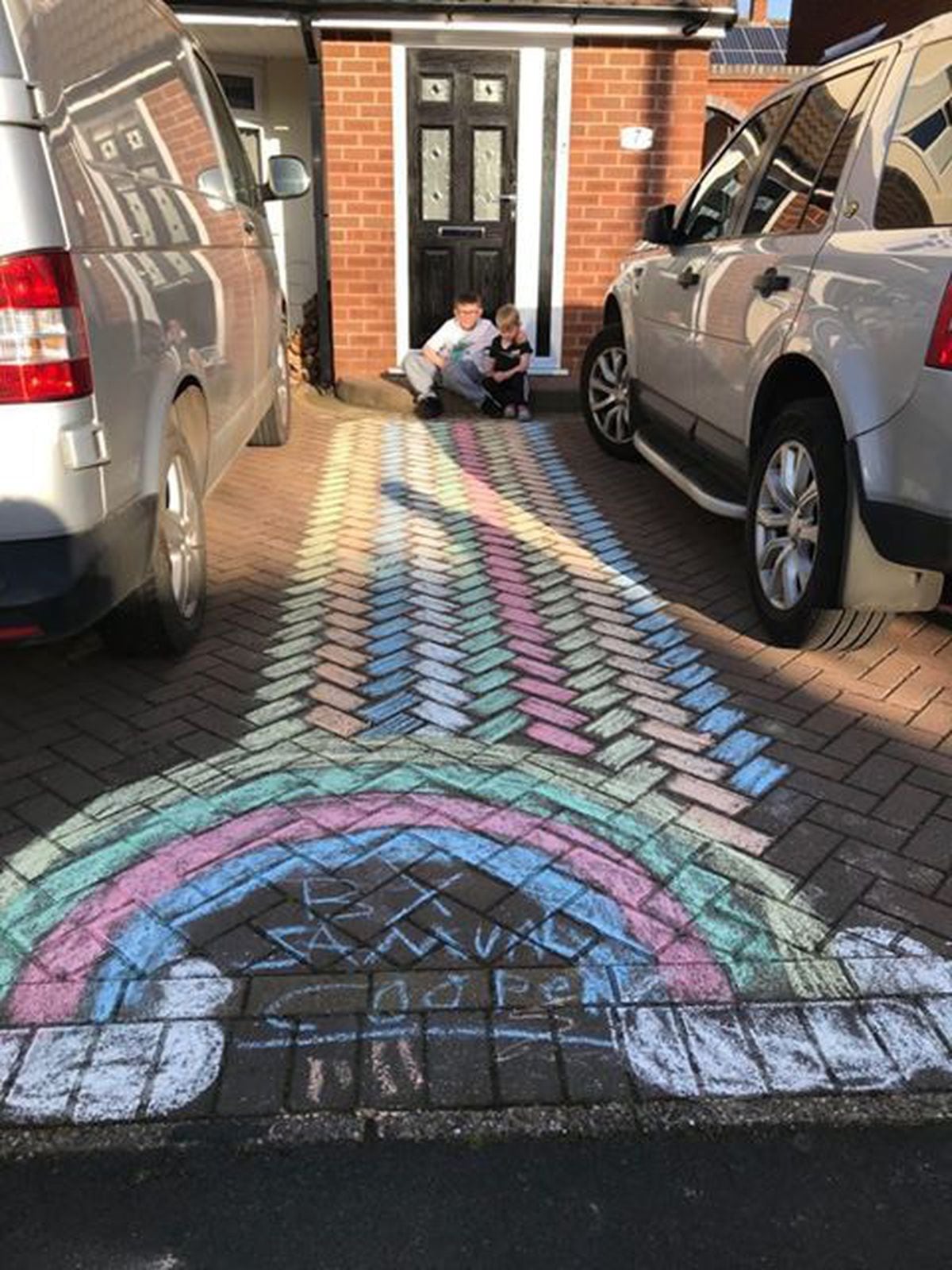 A rainbow drawn by Samual age 9 and Ollie age 2, from Pelsall, Walsall