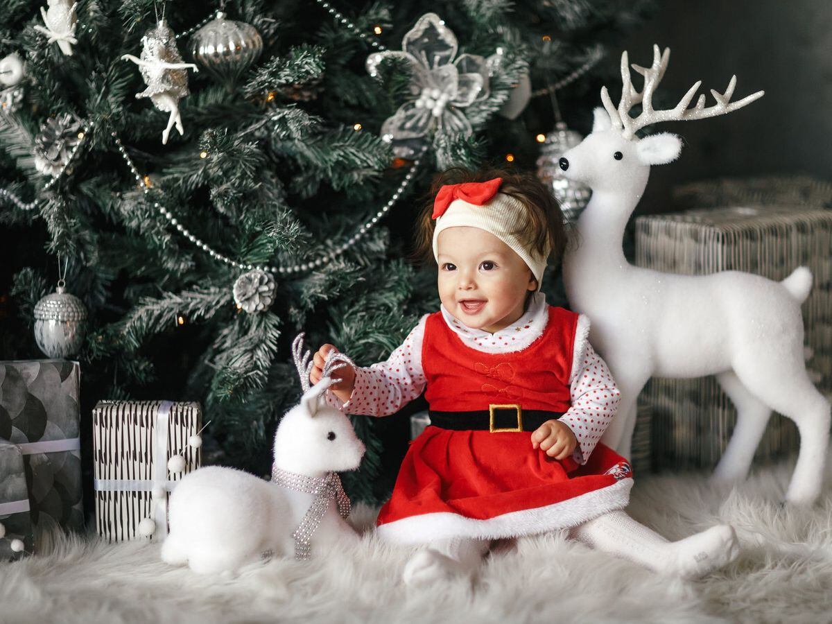 winying Girls Toddlers Faux Fur Trimming Long Sleeves Snowflakes Christmas Dress Xmas Costume