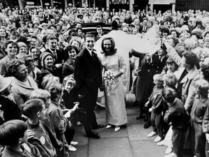 Crowds lined the streets of Huddersfield for Hugh and Anita's wedding in 1965