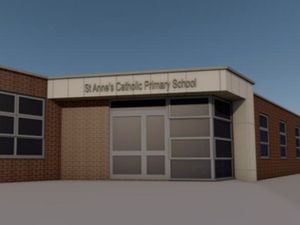 An artist's impression of how the new front entrance at St Anne's Catholic Primary School in Streetly will look. Picture: Wood Goldstraw Yorath