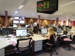 A modern day newsroom, at Express and Star, Queen Street, Wolverhampton.