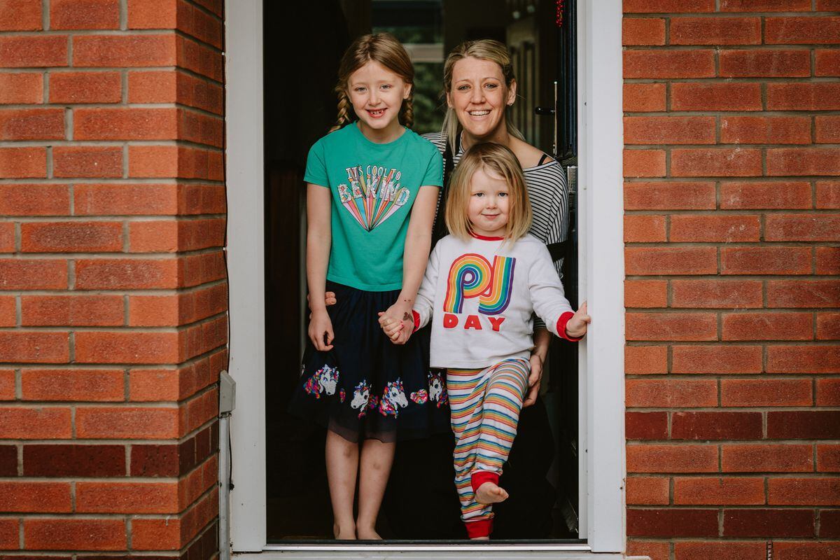 In Picture L>R: Betsy Graystone, 6, Nell Graystone, 3, and mum Emma Graystone, from Telford
