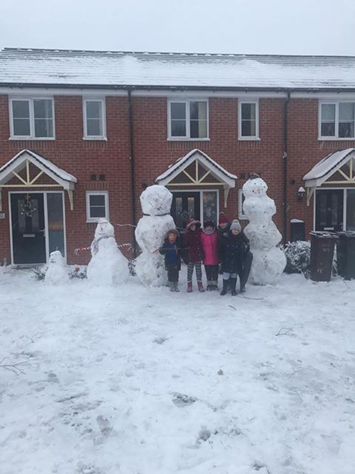 Laura Wiley captured her daughters and their friends creating these huge snowmen in Wednesfield