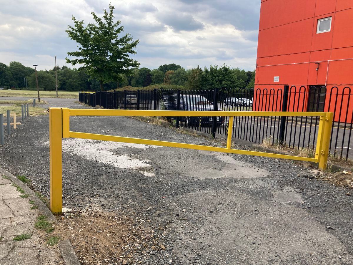 The barrier causing problems for users of Charlemont and youth community centre.