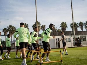 West Brom players during training drills in Costa Blanca (WBA)