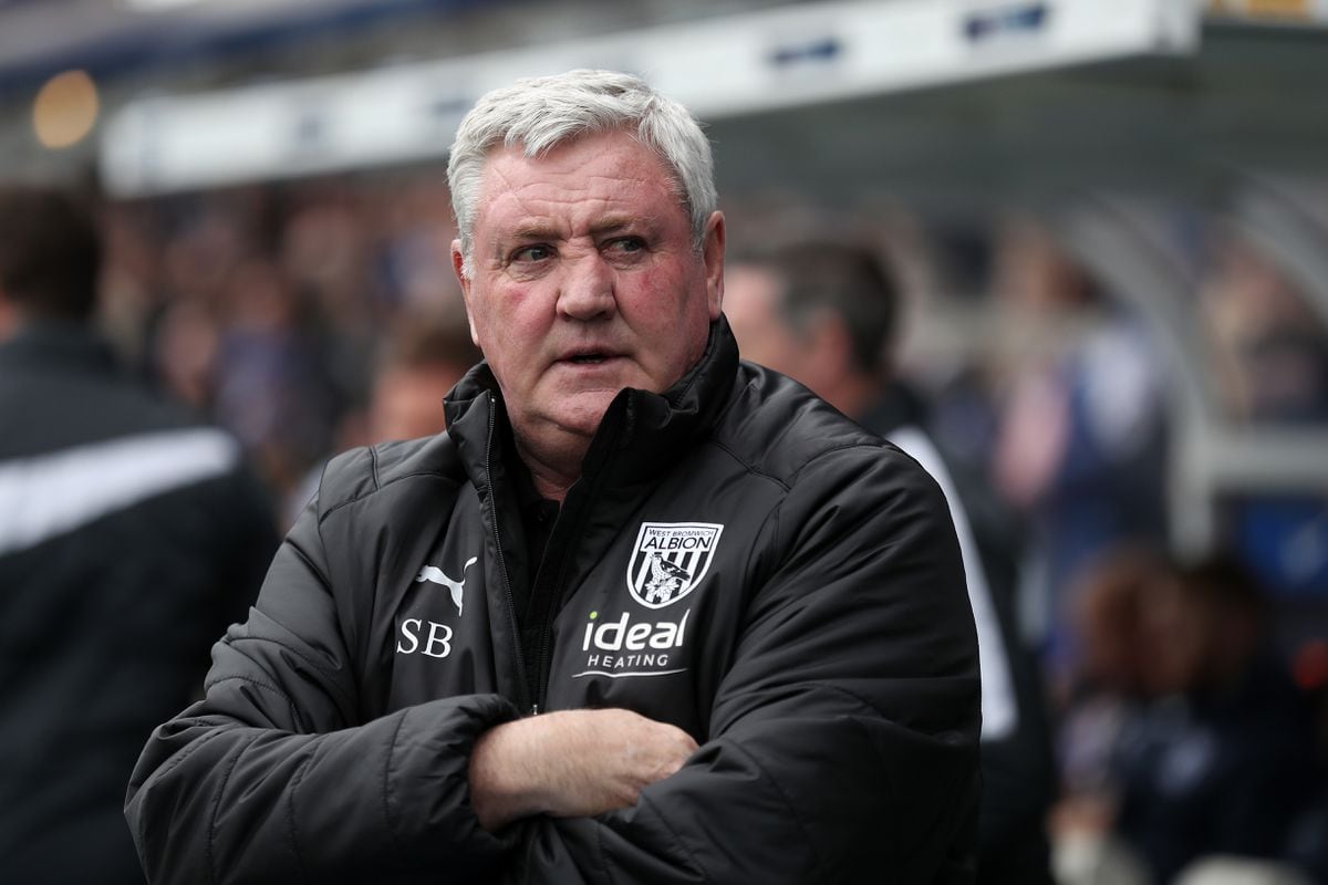 BIRMINGHAM, ENGLAND - APRIL 03: Steve Bruce Head Coach / Manager of West Bromwich Albion during the Sky Bet Championship match between Birmingham City and West Bromwich Albion at St Andrew's Trillion Trophy Stadium on April 3, 2022 in Birmingham, England. (Photo by Adam Fradgley/West Bromwich Albion FC via Getty Images).