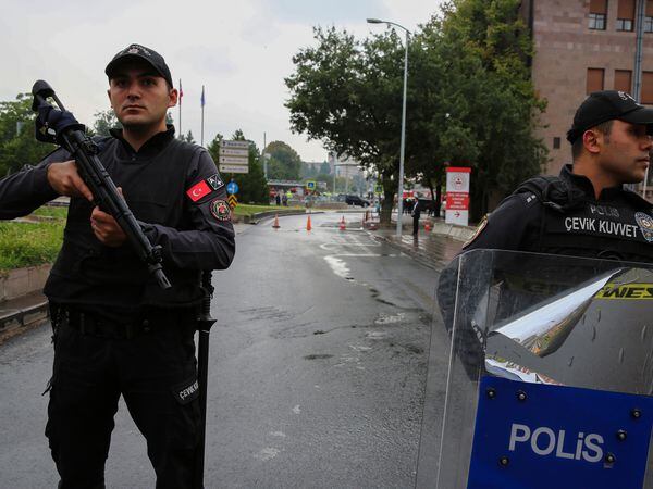Turkish security forces after the explosion in Ankara on Sunday