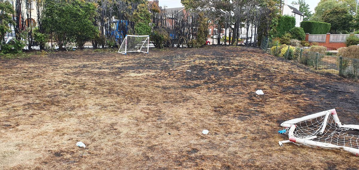 The grass was left blackened and ruined by the fire
